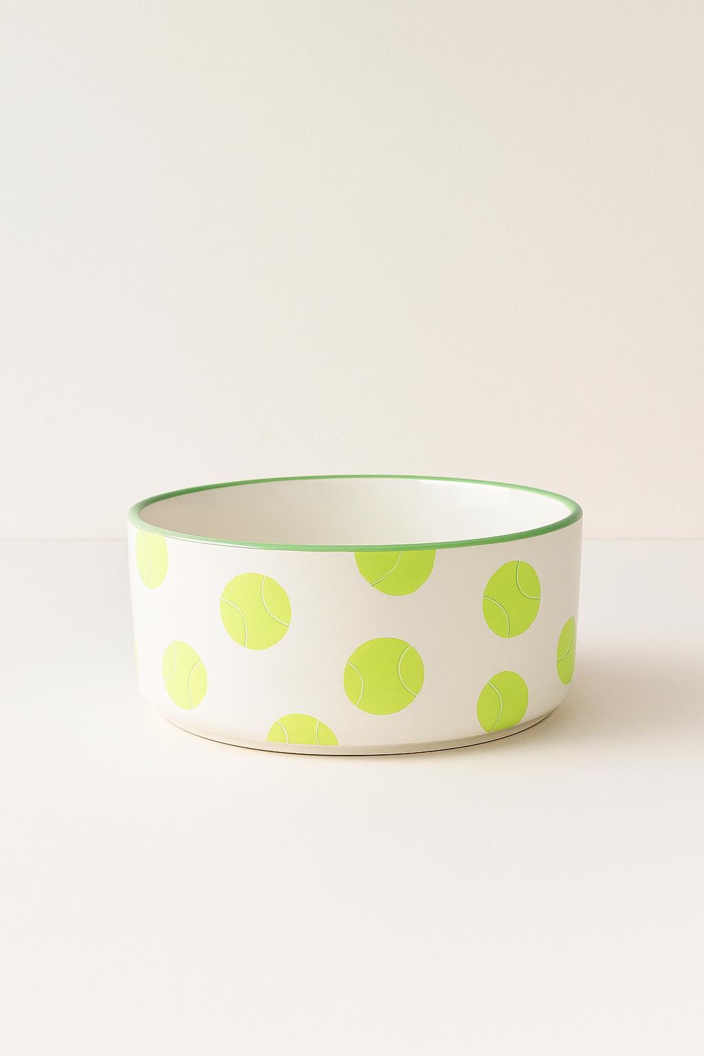 Hand-Painted Tennis Ball Dog Bowl | Ceramic Food & Water Dish | Fun Pet Feeding Bowl