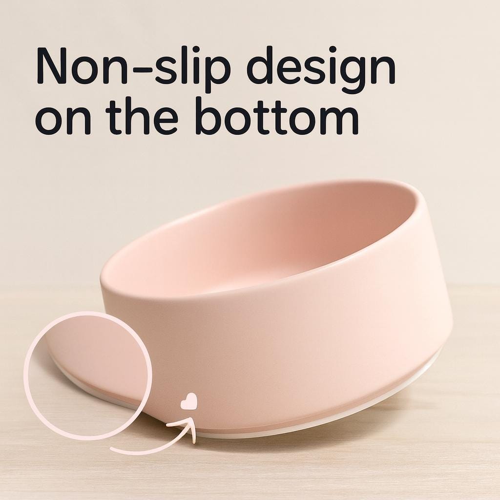 Personalized Pink Bone Dog Bowl | Hand-Painted Ceramic Pet Bowl | Custom Food & Water Dish for Dogs