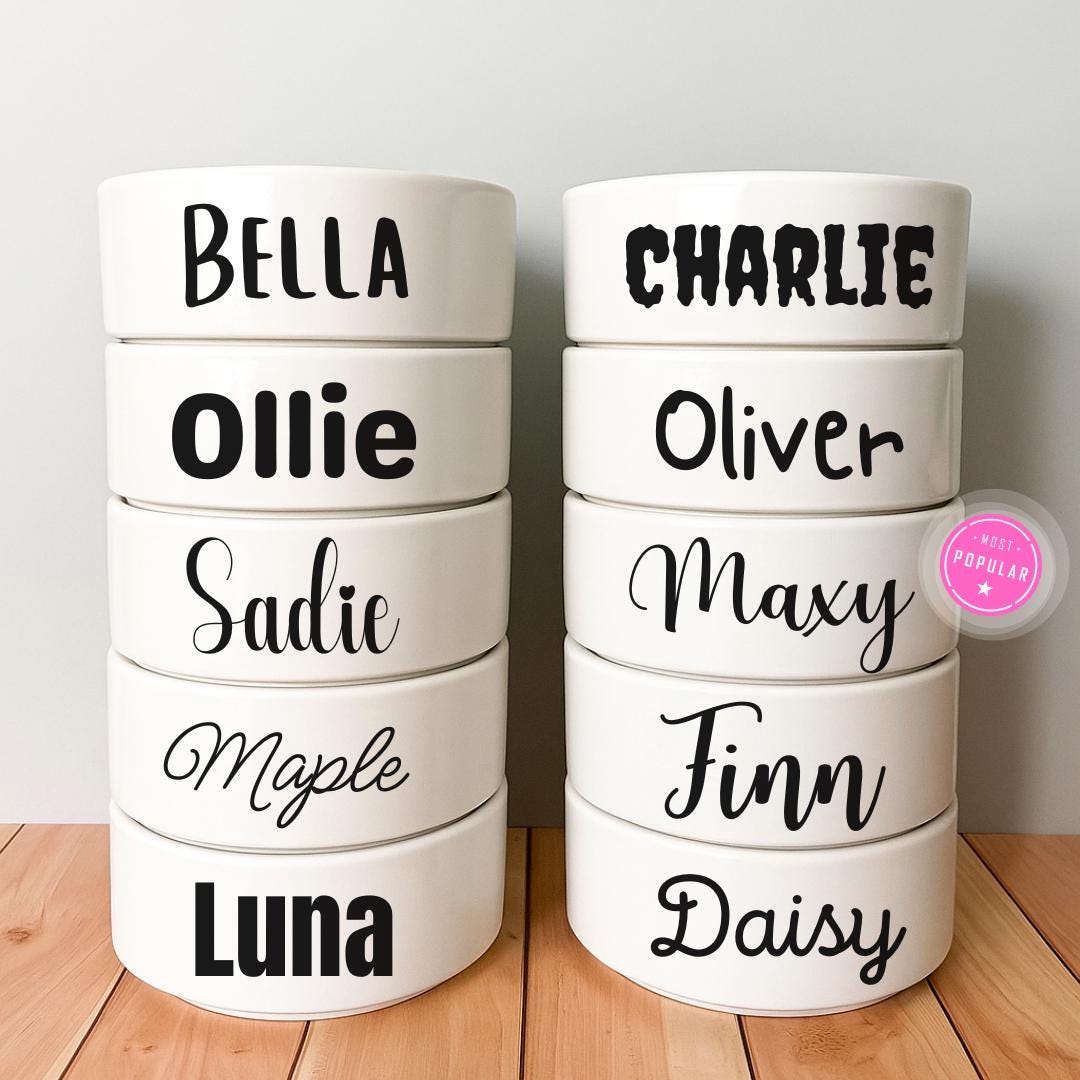 Personalized Lemon Pet Bowl: Hand-Painted Ceramic Food or Water Dish