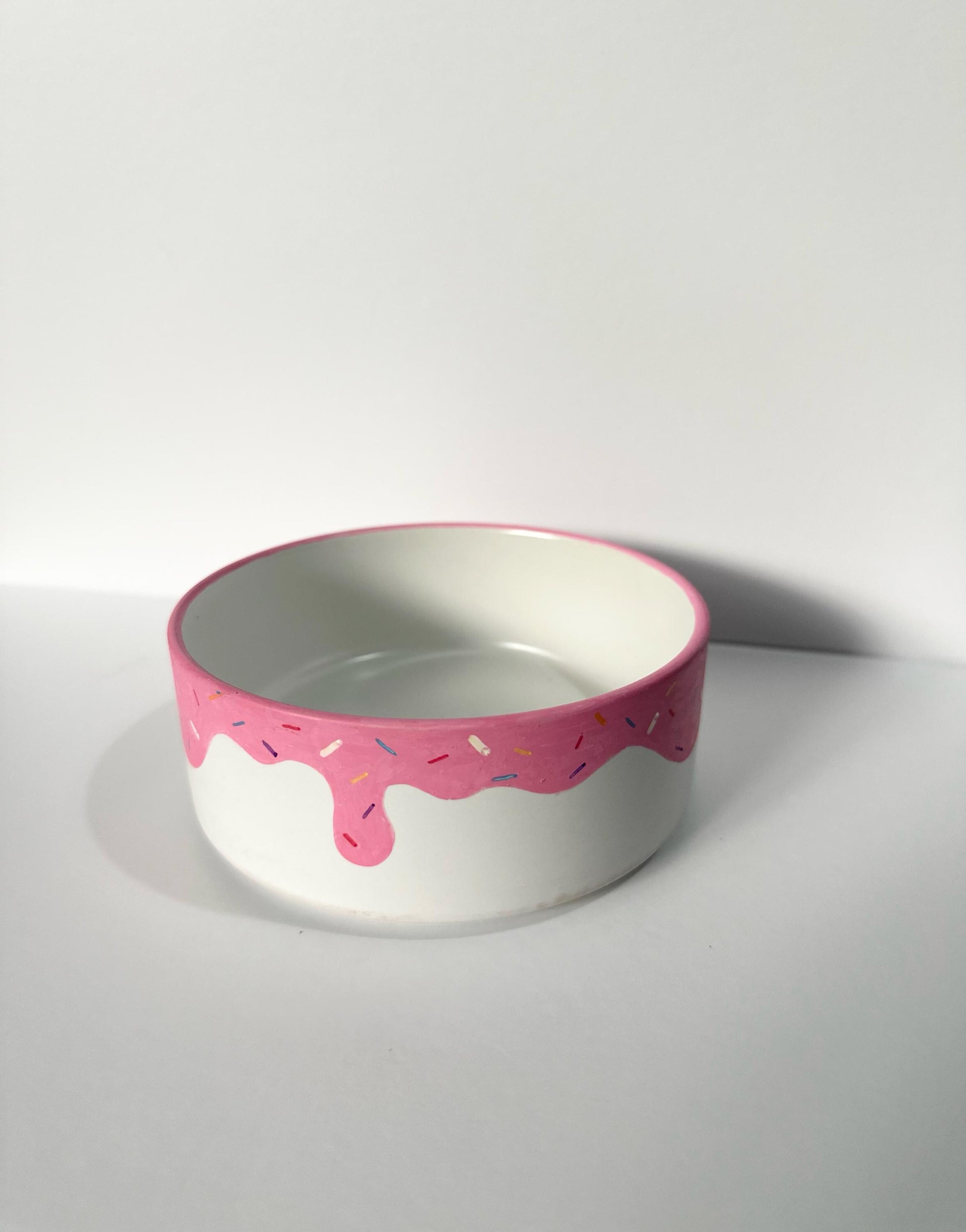 Personalized Donut Pet Bowl: Hand-Painted Ceramic Food or Water Dish