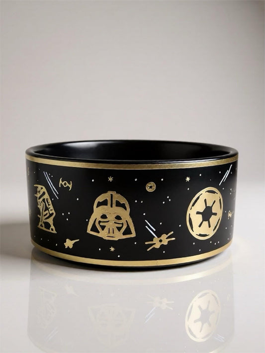 Hand-Painted Star Galaxy Dog Bowl | Ceramic Food & Water Dish | Modern Pet Feeding Bowl