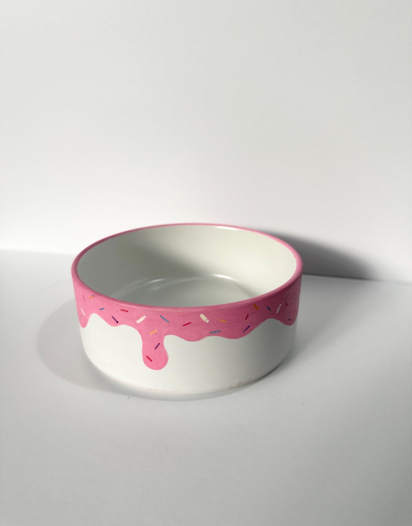 Personalized Donut with Sprinkles Pet Bowl | Hand-Painted Ceramic Food & Water Dish | Custom Dog Bowl