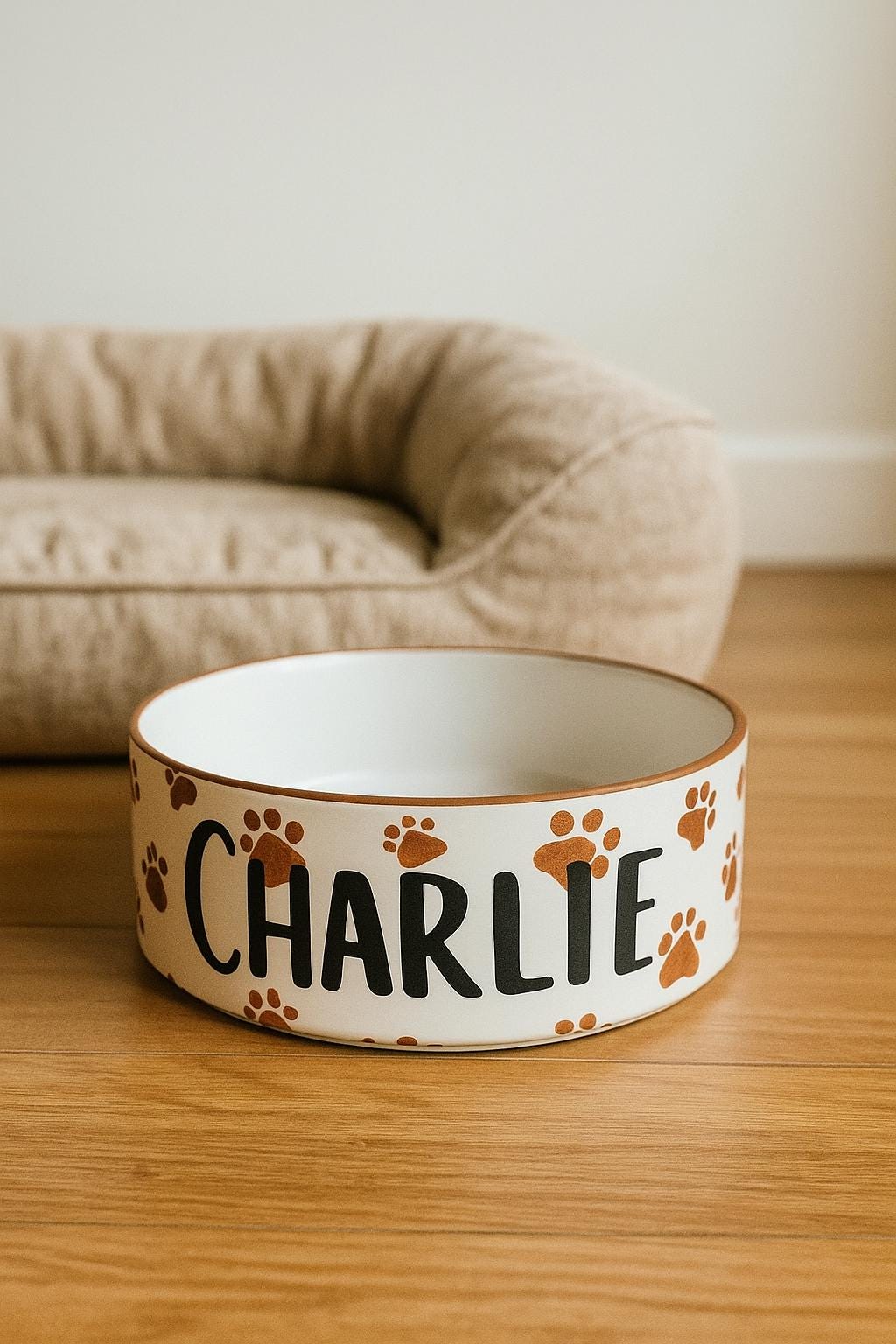 Personalized Hand-Painted Pet Bowl with Name | Custom Ceramic Food & Water Dish | Gift for Pet Lover