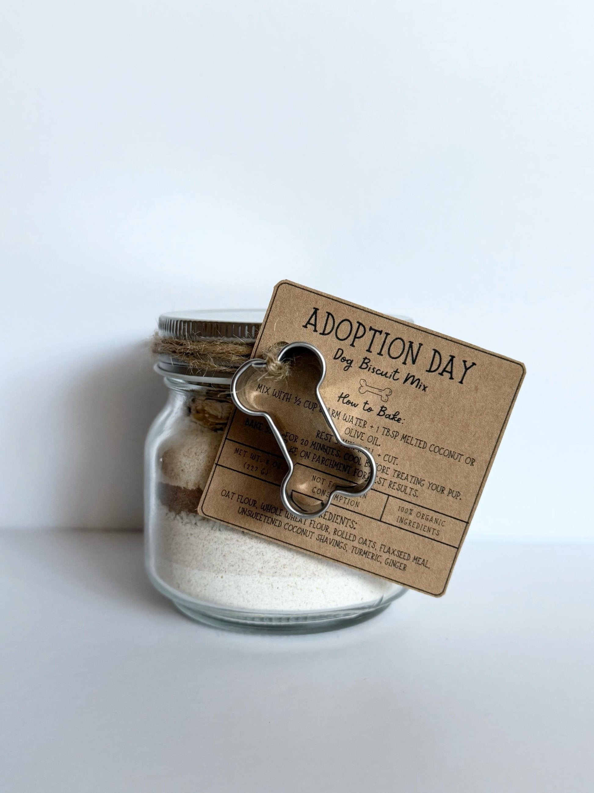 Adoption Day Dog Biscuit Mix | DIY Bake-At-Home Puppy Treats | Natural Homemade Dog Treat Mix in a Jar | Just Add Water + Oil 8oz