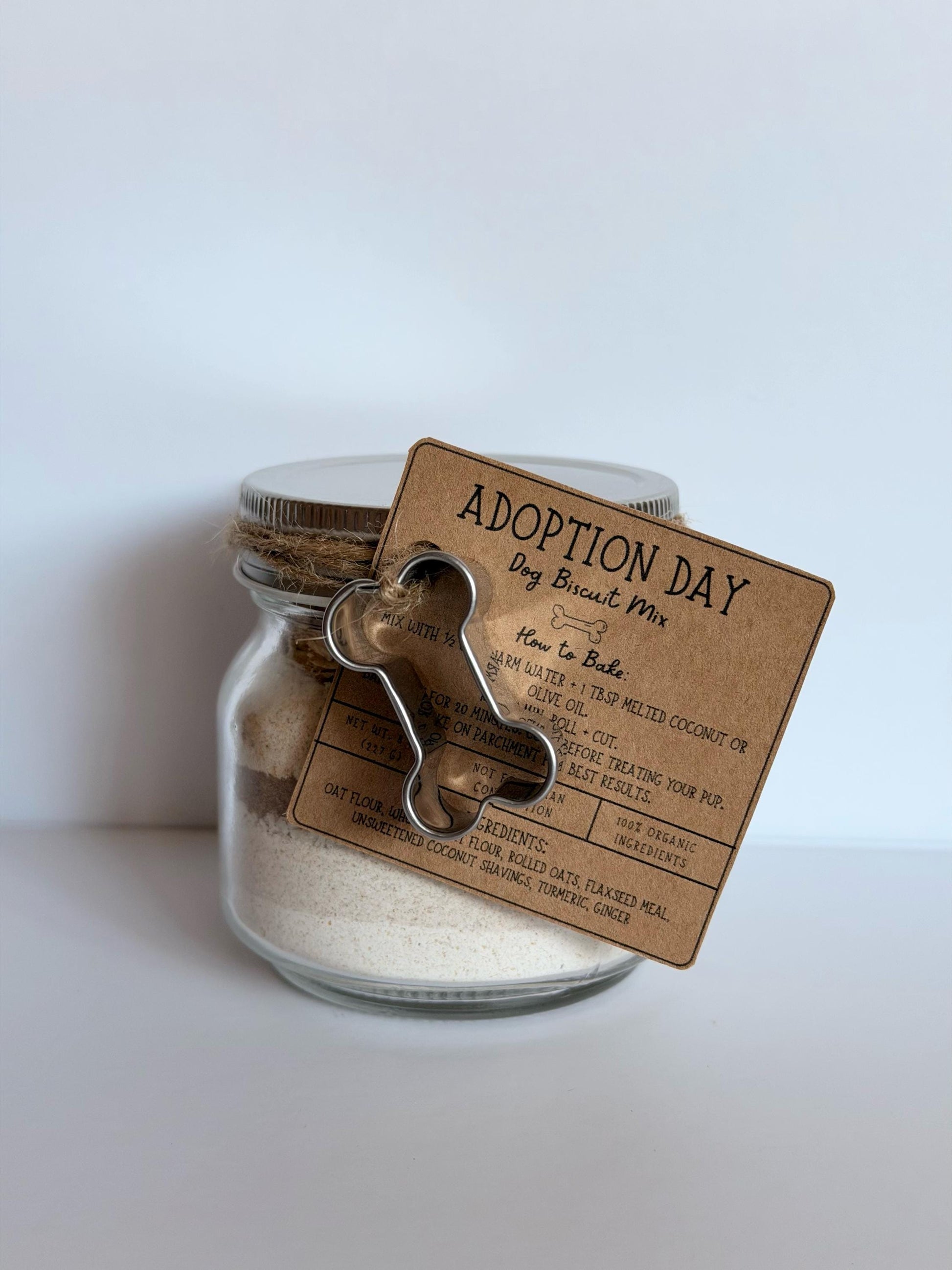 Adoption Day Dog Biscuit Mix | DIY Bake-At-Home Puppy Treats | Natural Homemade Dog Treat Mix in a Jar | Just Add Water + Oil 8oz
