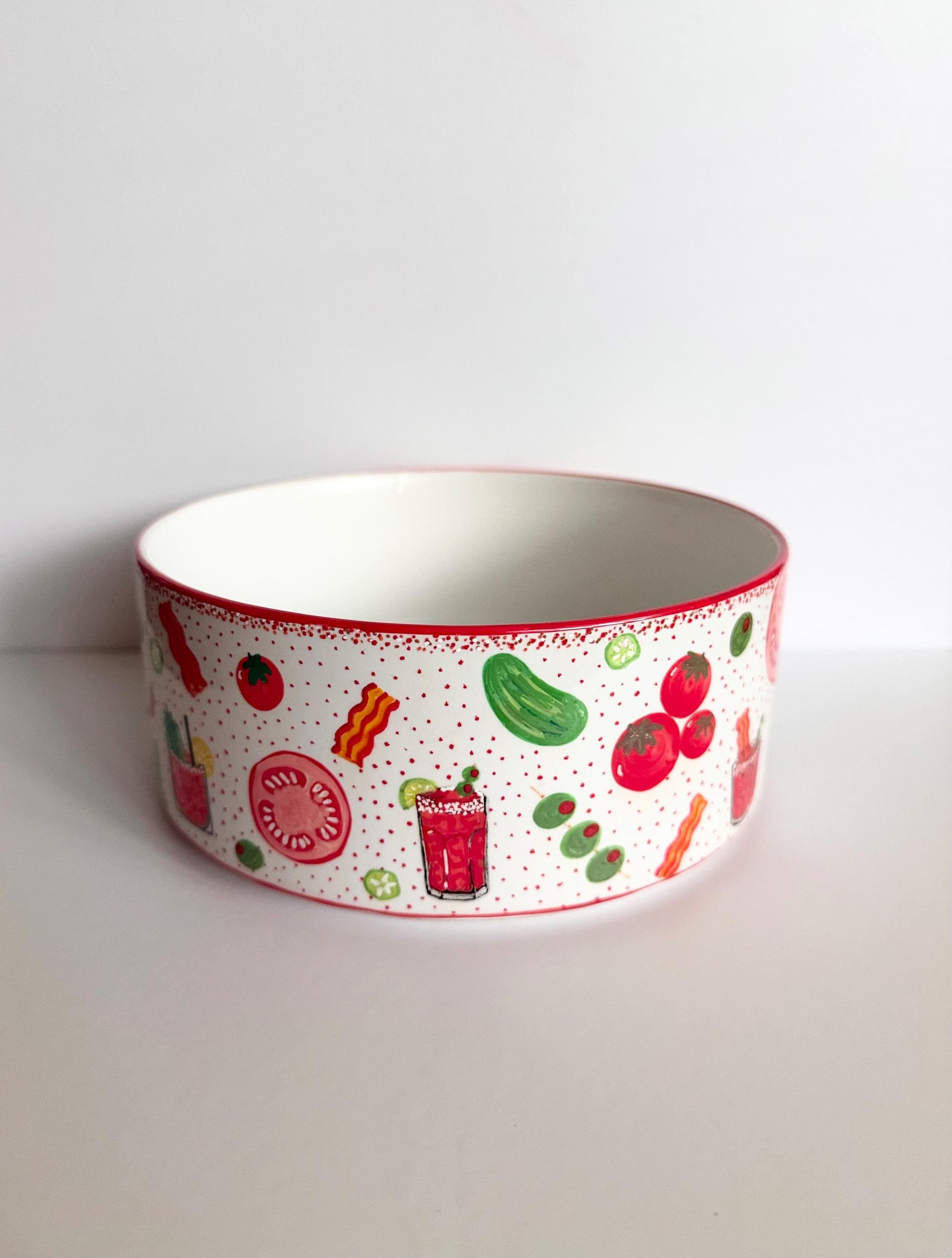 Bloody Mary Cocktail Dog Bowl™, Hand Painted Bloody Mary Dog Bowl, Custom Dog Bowl, Funny Dog Gift, Unique Pet Bowl, Brunch Dog Mom Gift