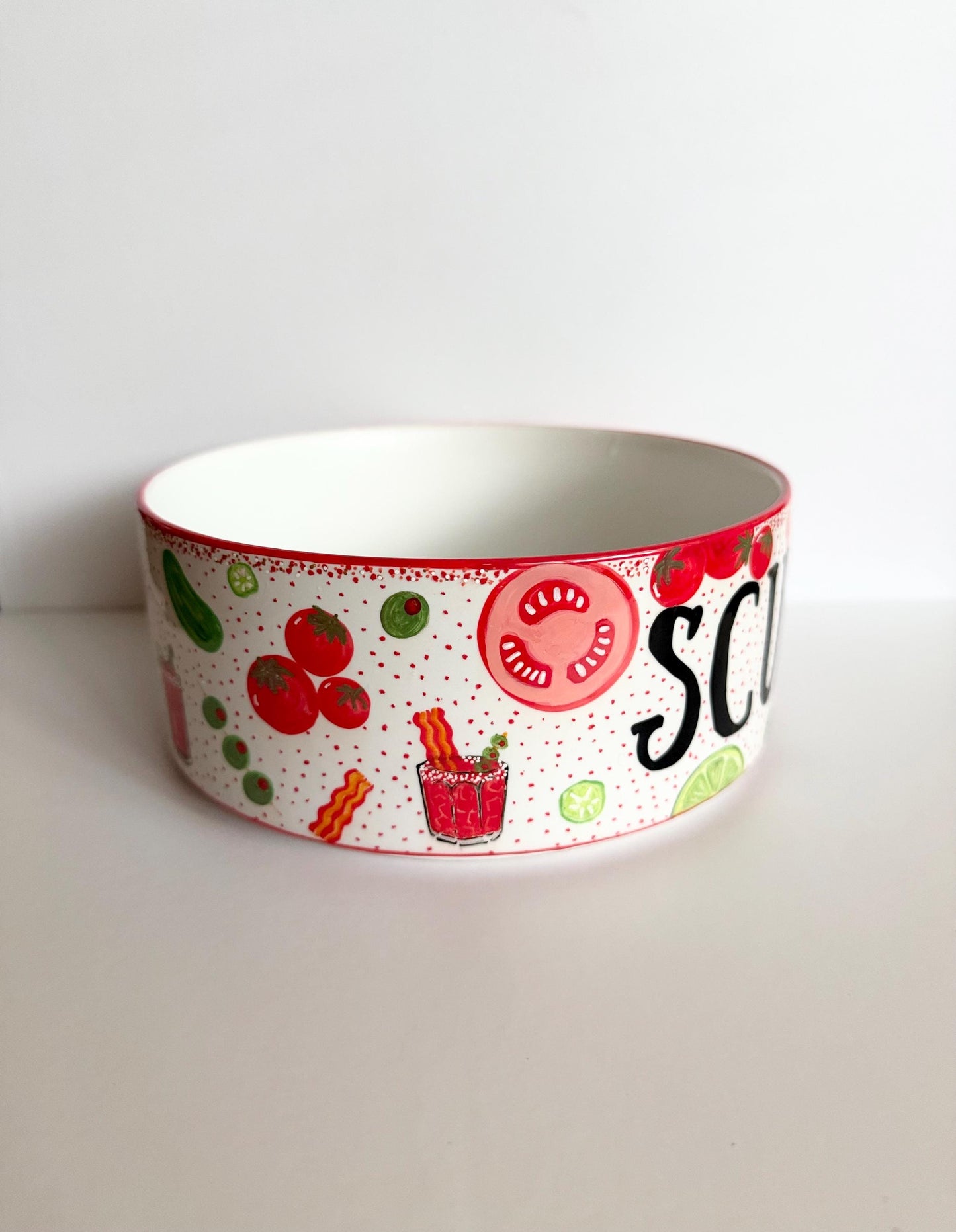 Bloody Mary Cocktail Dog Bowl™, Hand Painted Bloody Mary Dog Bowl, Custom Dog Bowl, Funny Dog Gift, Unique Pet Bowl, Brunch Dog Mom Gift