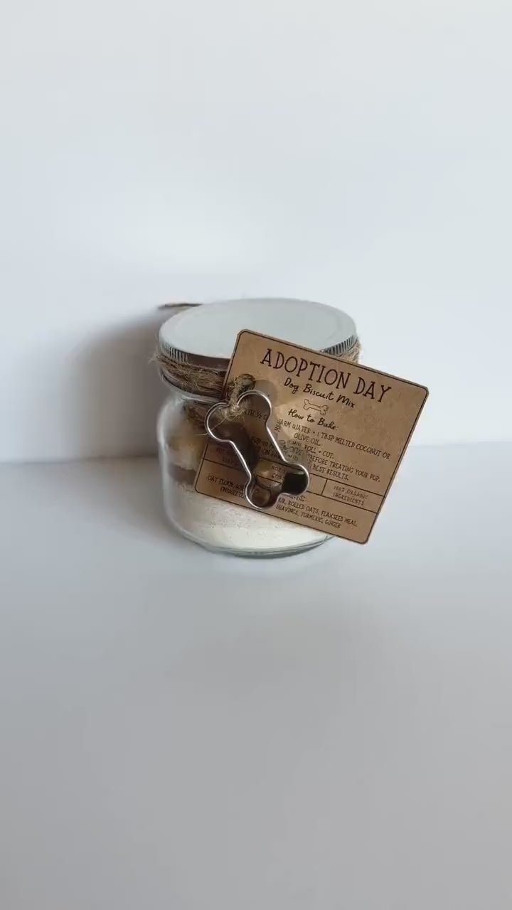 Adoption Day Dog Biscuit Mix | DIY Bake-At-Home Puppy Treats | Natural Homemade Dog Treat Mix in a Jar | Just Add Water + Oil 8oz