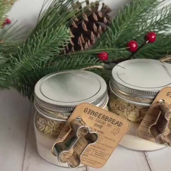 Gingerbread Dog Biscuit Mix | Three Bake Your Own Dog Cookie Jars | Organic Pet Treat Mix | Christmas Dog Gift