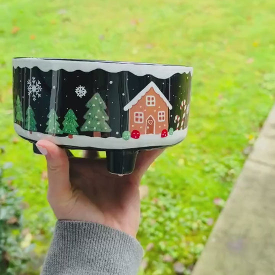 Gingerbread House Dog Bowl | Special Edition 3 Leg Christmas Design