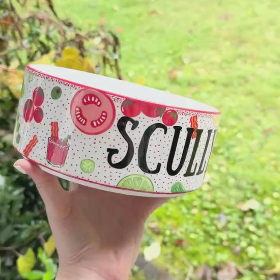 Bloody Mary Cocktail Dog Bowl™, Hand Painted Bloody Mary Dog Bowl, Custom Dog Bowl, Funny Dog Gift, Unique Pet Bowl, Brunch Dog Mom Gift
